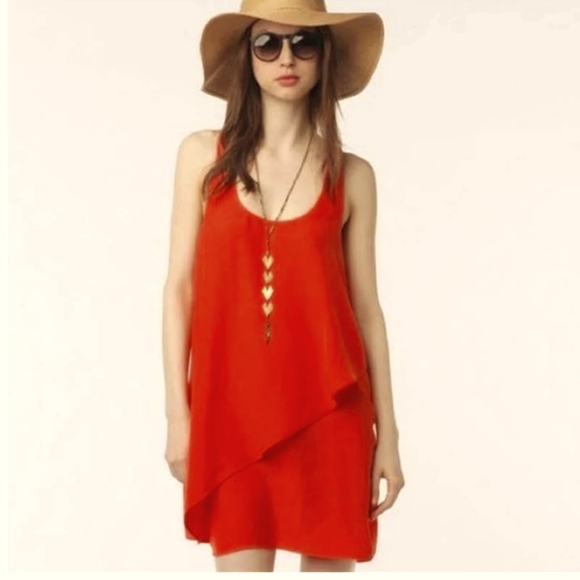 Silence + noise anthropologie red layered sundress sz small *I - Picture 1 of 6
